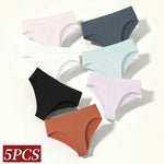 5Pcs/Set Briefs High Rise Panty Women Panties Female Underpants Solid Color Seamless Underwear S-XXXL Sexy Lingerie Intimates