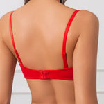 Red rhinestone sexy gathering bra with deep V bright diamond decoration, comfortable and breathable underwear