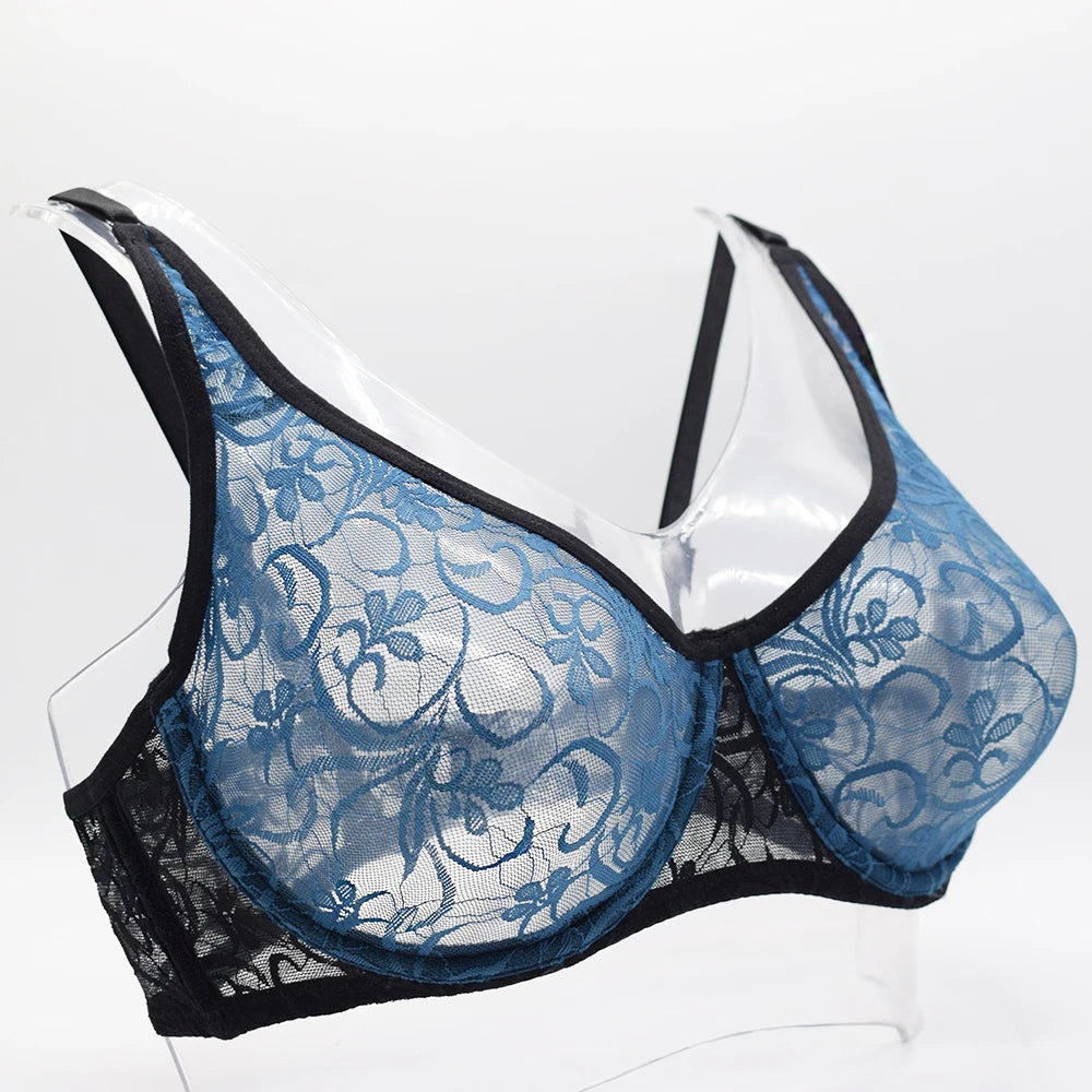 Womens Underwear Lace Bras Underwire BH Hollow Out Embroidery Sexy Lingerie Tops Plus SizeBrassiere A B C D Cup