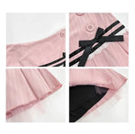 Striped Contrasting Color Bow Lace Splicing Pleated Skirt Women 2026 Summer American Style Low WaistA-line Short Skirt UBFK