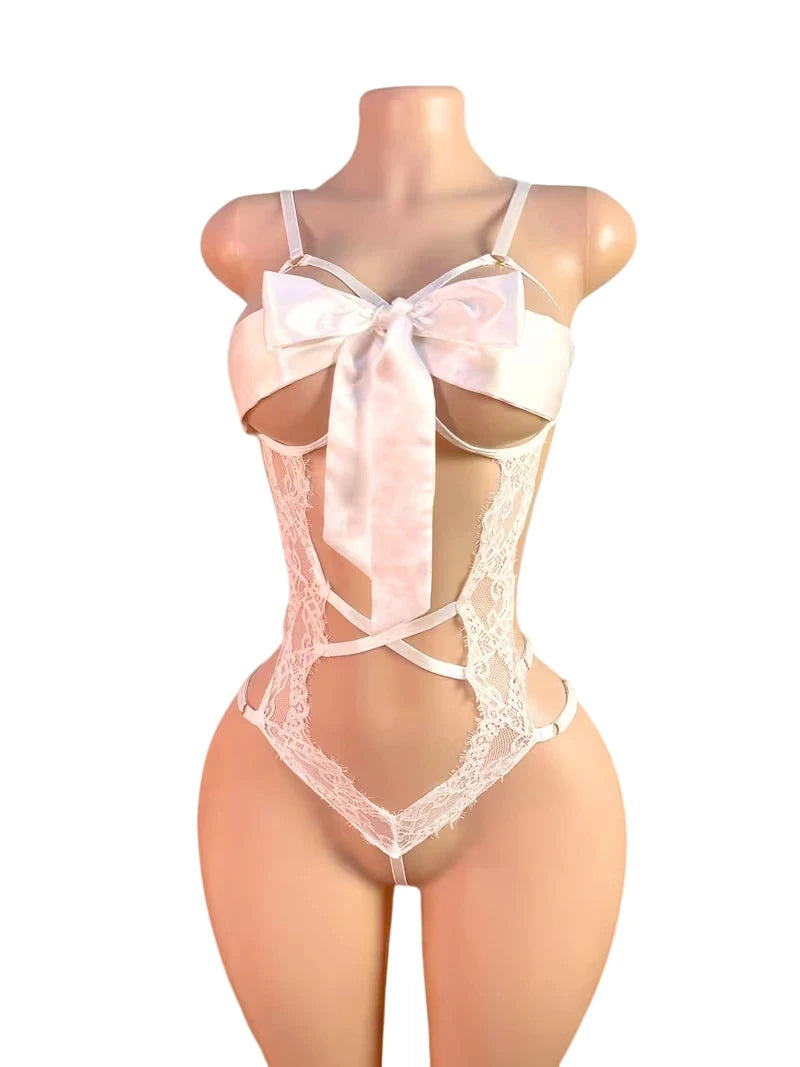 Sexy Lingerie Woman Lace Transparent Underwear Sexua Temptation Teddy Lingerie Deep V Open Bra Hot Dress Crotchless Bodysuits
