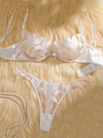 Soft breeze white lily embroidery lingerie set - see-through netting bra - French-style bridal sensual women's lingerie ZA824031