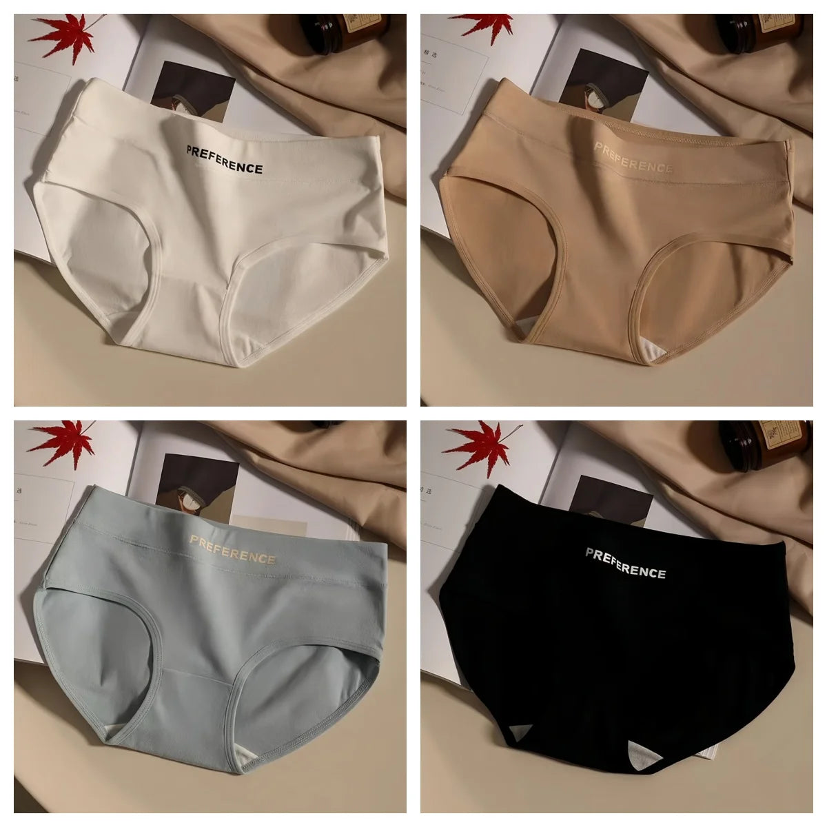 4Pcs/Set Cotton Panties Women Mid Waist Briefs Breathable Intimates Breathable Comfort Underwear M-2XL Soft Panties