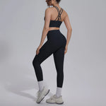 Women's Yoga Set Sports Fitness Running Beautiful Back Slim Fit Bra Hip-lifting High Waist Pants Workout Training Gym Suits