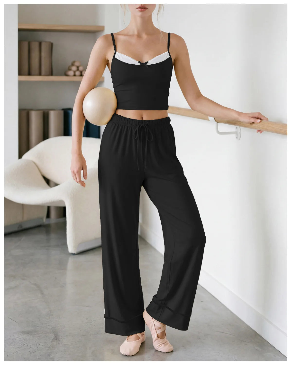Women's Yoga Sets Yellow Patchwork Slimming Sports Tank Top Summer Gym Training Suit High Waist Wide Leg Pants Fitness Outfits