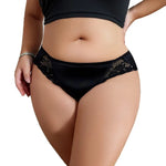 1pcs Plus Size Sexy Hollow Out Women Panties Mid Waist Patchwork Solid Comfortable Lady Briefs Floral Elegant Female Underwear