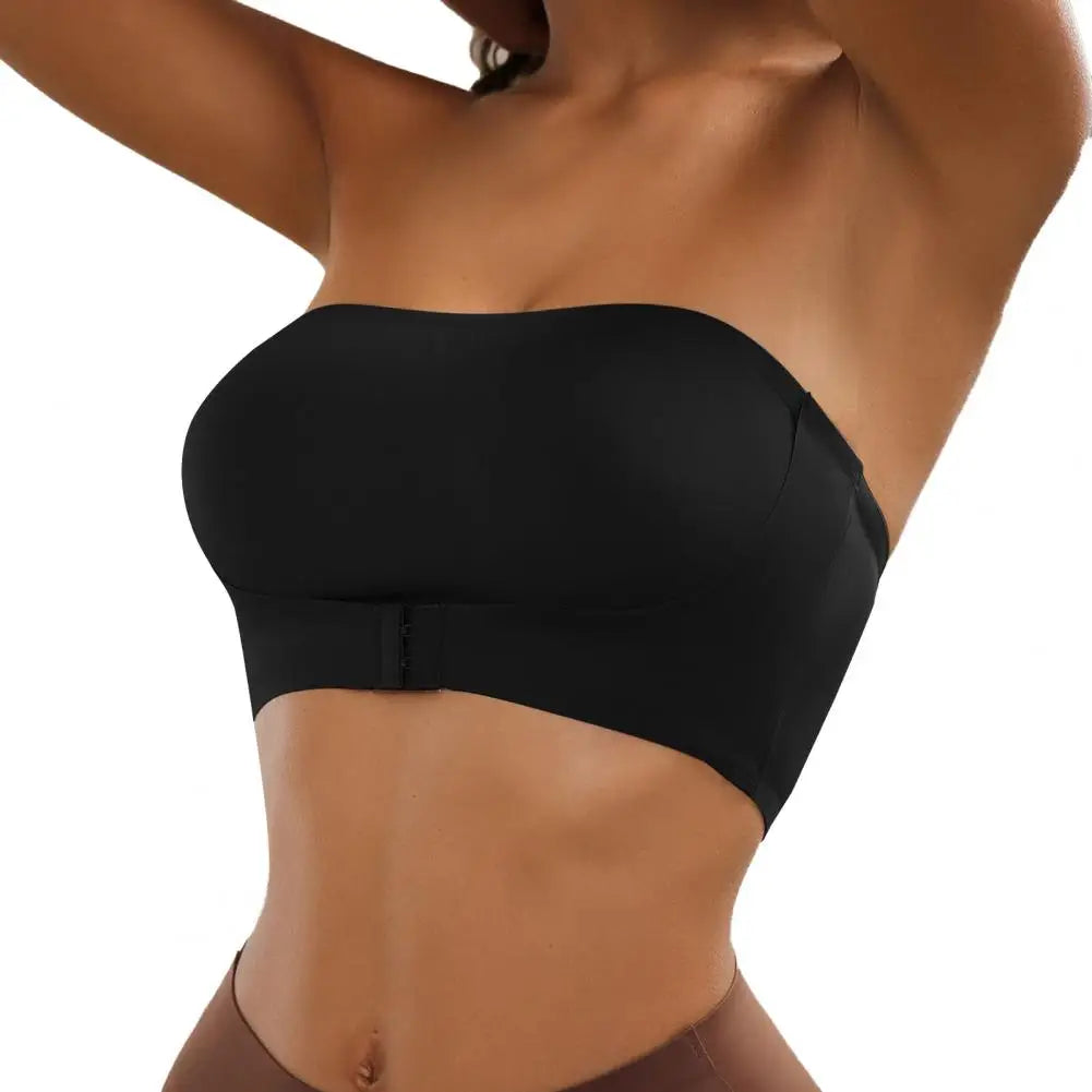 Comfort Tube Top Strapless Bra for Women Push Up Non-Slip Bandeau No Underwire Front Closure Bralette
