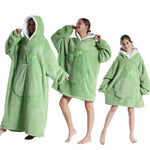 Winter Extra Long Wearable Hoodies Blanket Adult Warm Pullover Sweatshirt Oversized Fleece Hooded Blanket with SleevesRobe
