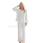 Autumn Winter French Cute Butterfly Jacquard Double Sided Fleece Warm Long Sleeve Homewear Sleepwear Women Island Velvet Pajamas