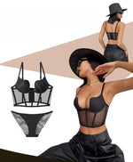 Women Push Up Bra Sets Transparent Lingerie Sexy Shaper Bra Beauty Back Comfortable Underwear Adult's Fishbone Gauze Bralette