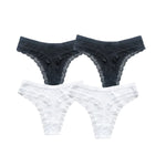 4Pcs/Set Women Cotton Panties Thongs Low Rise G-string Lace Underwear Female Underpants M-XL Sexy Lingerie Panties Intimates