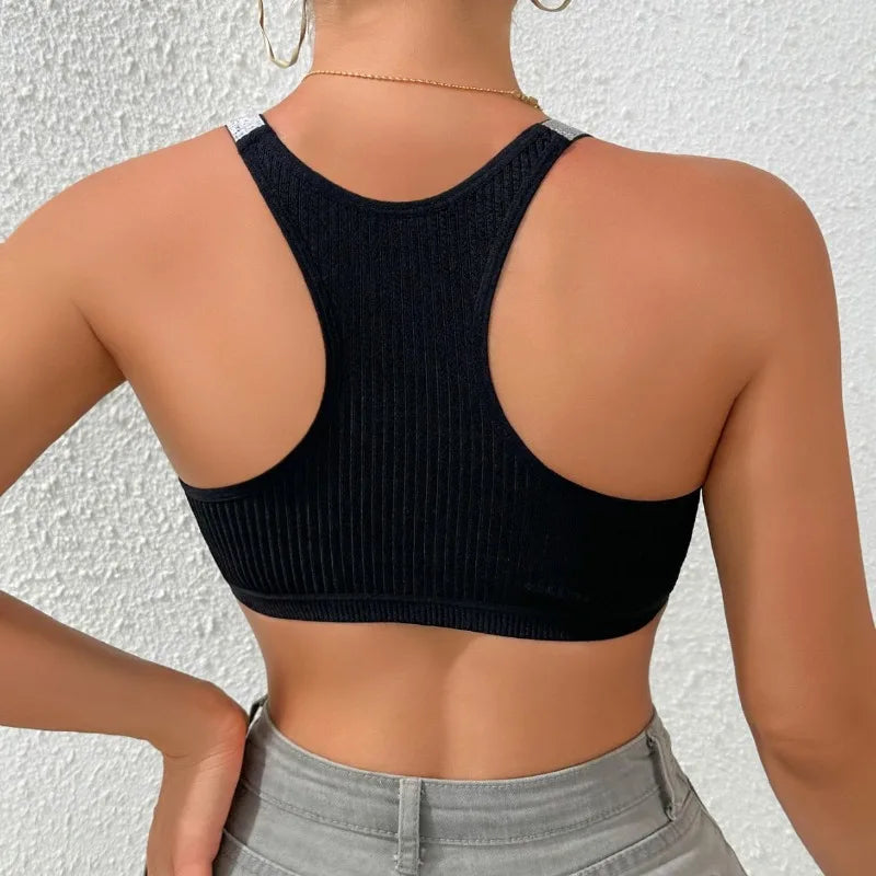 Sexy Sports Bras Fitness Women Underwear Yoga Crop Tank Top Ribbed Backless Lingerie Bras Comfortable Push Up Bralette Chic Vest