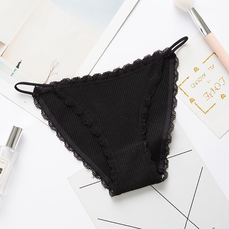 2023 Sexy Women's Panties Breathable Cotton Underwear Sweet Lace Lingerie Cute Female Briefs Comfort Striped Underpants Hot Sale