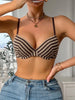 Color Block Striped Women Bra Ribbed Underwire Push up Brassiere Adjustable Straps Casual Daily Comfortable Lingerie