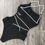 DEKA Women Solid Backless One Piece Swimsuit Sexy Bandage Swimwear Monokini High Cut Bathing Suit Swim Bodysuit