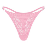 New Women Lace Trim Thong Panties Silver Ribbon Panel Low Rise Sexy G-string Breathable Stretch Skin Friendly Intimate Underwear