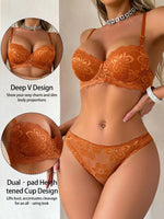 Lace Floral Two Pieces Clothing Underwire Push Up Lingeries For Woman Set Sexy Brassiere Set A2123