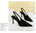 BIGTREE Shoes Sweet Metal Decoration Women Pumps Pointed High Heels silks satins heeled Sandals Women Summer Shoes Stiletto 8 cm
