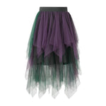 Women's Irregular Tulle Long Skirts Elastic High Waist Layered Mesh Tutu A-line Skirts Bohemian Korean Fashion Y2K Skirts