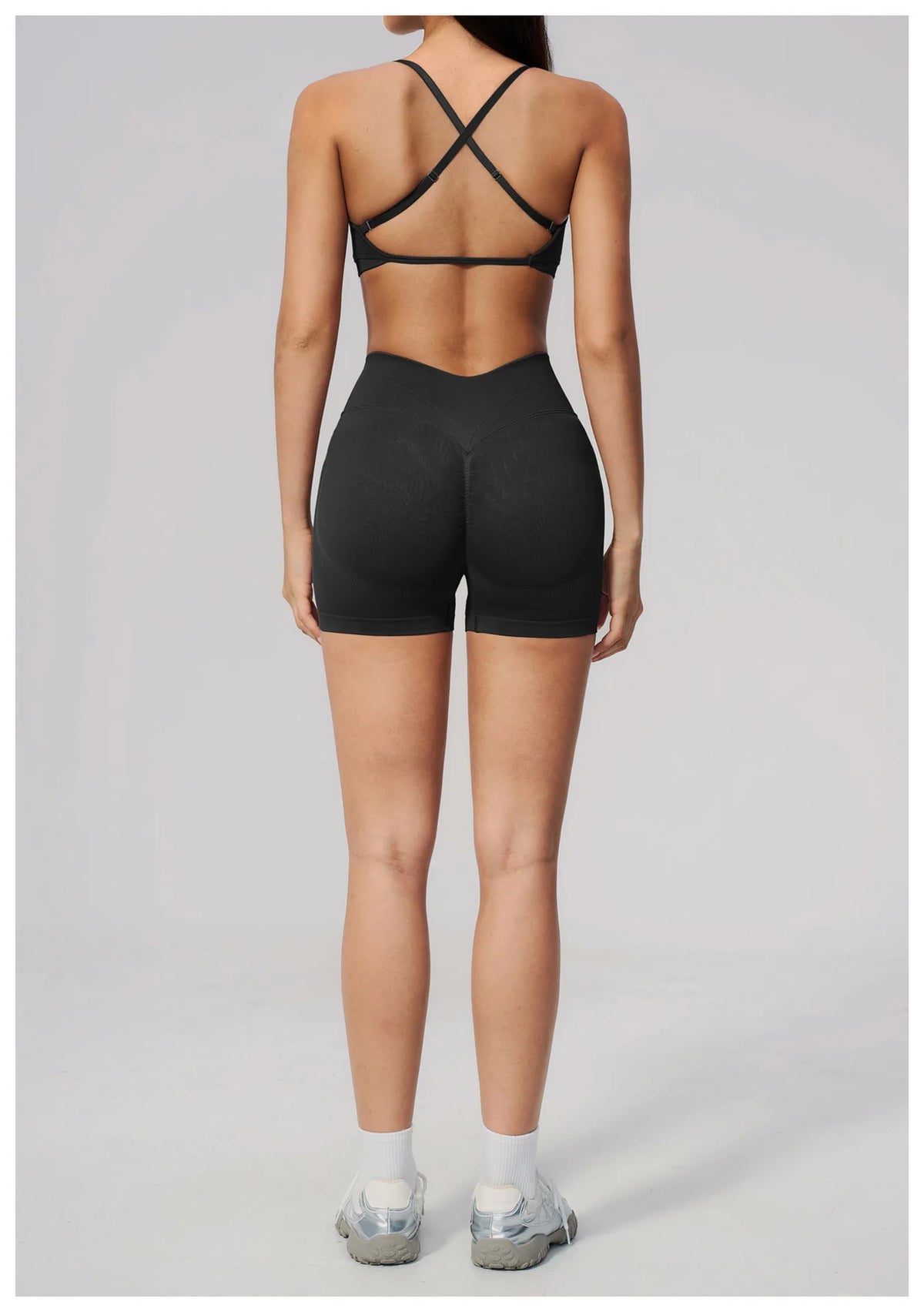 Seamless Yoga Excersize Sets Women Cross Back Sports Bra Tracksuit Workout Clothes High Waist Hip Lifting Shorts Fitness Suits