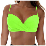 Women's Sexy Bikini Bra Fashion Push Up Underwear Swimsuit Solid Color Cross Tie Bra Pad No Steel Swimsuits Bikini Lenceria