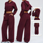 Sports sunscreen set Zipper windproof hooded sunscreen leisure outdoor 2 PCS Long Sleeved Loose sports riding Wide Leg Pants Set