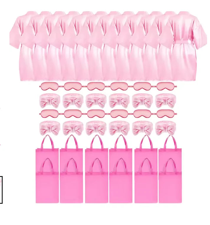 6/8/12Pcs Spa Party Robes Gowns for Girls Kimono Satin Robe Kids Birthday Party Favors Slumber Party Robe Birthday Squad Robes