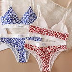 Women V-neck Bra And Panties Set Low Waist Panties Female Sexy Lingerie Set Leopard Print Cotton Bra Sport Underwear Set