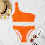 Sexy Neon Green Bikini 2026 Women Swimsuit Female Swimwear One Shoulder Thong Bikinis Set Brazilian Beach Bathing Suit Biquini