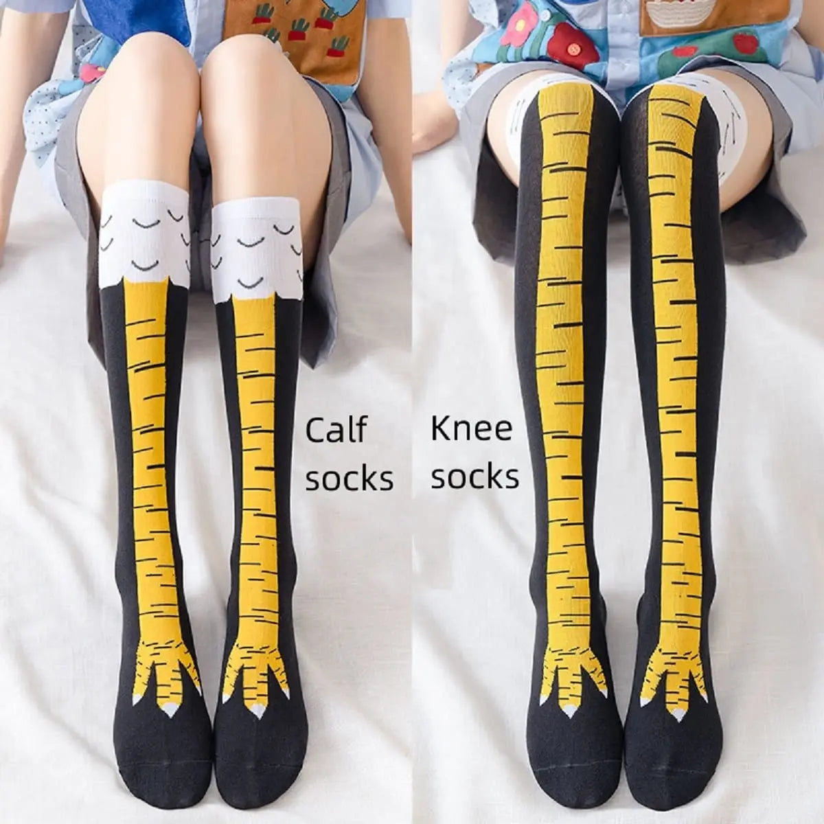 1/2 Pairs Women Knee High Socks Trendy Cartoon Funny Chicken Claw Socks Fitness Sports Casual Slim Leg Long Tube Socks Women