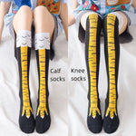1/2 Pairs Women Knee High Socks Trendy Cartoon Funny Chicken Claw Socks Fitness Sports Casual Slim Leg Long Tube Socks Women