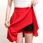 Women Flared Skirts Summer Basic Skirt Fashion Dancer Uniform Versatile Black Safety Pants Skirt Elastic Pleated Skirt Long 45CM
