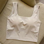 Summer Ice Silk Bras Top Square Neck Crop Top Solid Color Underwear Streetwear Bra Top for Women Sexy Lingerie