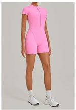 Women's Seamless Yoga Jumpsuits Fitness Sports Hip-lifting Backless Short-sleeved Training Gym Workout Shorts One-piece