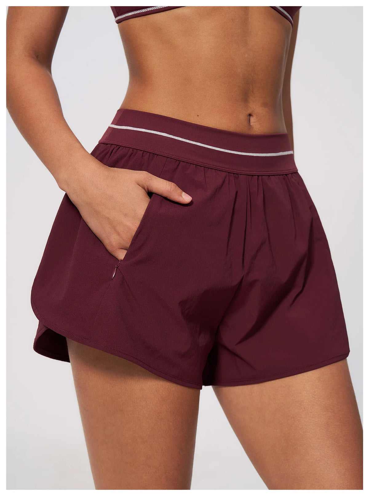 New Brushed Sports Shorts Women High Waist Fake Two Pieces of Anti Glare Shorts Leggings Casual Loose Pocket Fitness Sportwear