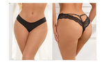 Womens Sexy Underwear Floral Lace Hollow Out Panties Cross Bandage Seamless Low Waist Lingerie Seduction Plus Size Panties Thong