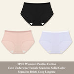 3Pcs/Set Women's Seamless Cotton Briefs Women Panties Solid Color Breathable Underwear Female Low Waist Soft Lingerie S-XXL