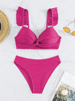 Wrinkled Ruffle Frilled Bra Cup Bikinis 2026 Female Swimsuit Women Swimwear Two Pieces Bikini Set Push Up Beachwear Bathing Suit