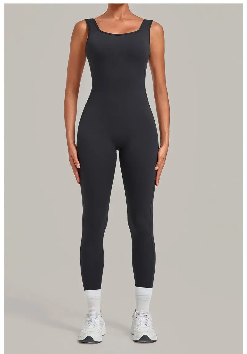 Women's Seamless Yoga Jumpsuits Fitness Sports Hip-lifting Beauty Back Sleeveless One-Piece Training Workout Running Bodysuits