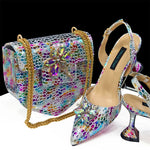 Doershow New Arrival African Wedding Shoes and Bag Set gold Color Italian Shoes with Matching Bags Nigerian lady party1-12