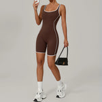 Summer New Gym Romper Padded Outdoor Sports Jumpsuit Hollow Open Back Yoga Suit Dance Sports Bodysuit Hip Lift Workout Yoga Sets