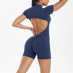 Women's Seamless Yoga Jumpsuits Sports Fitness Zipper Open Beauty Back Hip-lifting One-Piece Running Training Workout Bodysuits