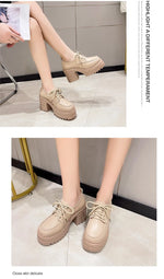 Spring Women Pumps Black Loafers Chunky 10CM High Heels High Platform British Autumn Ladies Thick Bottoms Shoes 2026 New