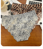 1pcs Seamless Panties Ladies Leopard Print Sexy Underwear Zebra Stripe Briefs Ice Silk Panty Invisible No Trace Solid Underpants