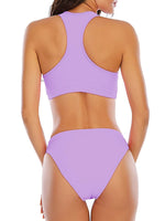 2026 Sporty Bikinis Solid Padded Swimsuit Women Vintage Swimwear Female Bathers Bathing Swimming Swim Suit Beachwear