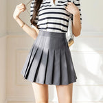 Women High Waist Pleated Skirt with Safety Shorts, Black A Line Mini Skort for Casual Office School Style Outfits