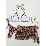 With Skirt Leopard Halter Bikini Female Swimsuit Women Swimwear Frilled Bather Bathing Suit Swim Three-pieces Bikini set K8068