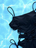 Sexy Hollow Out Bikini Set 2026 Women Black One Shoulder Bandage One Piece Swimsuit Summer Bathing Suit High Waist Swimwear