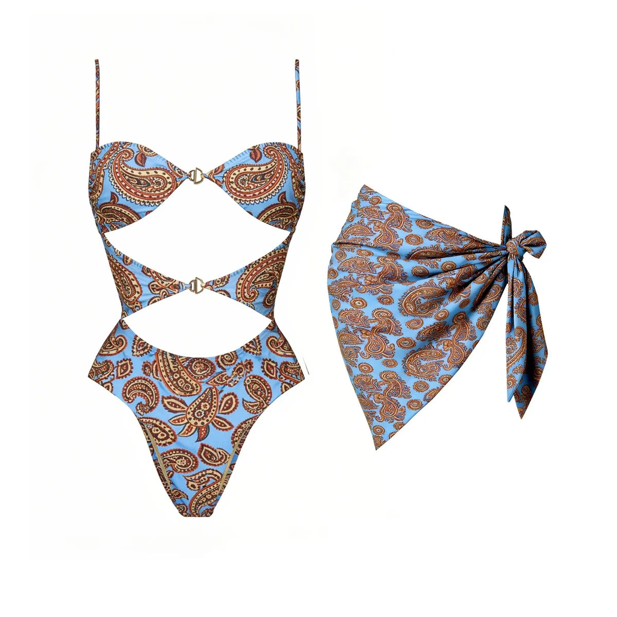2Pcs Printed Swimsuit Women Sexy Bikini Push Up Swimwear Bandeau Biquini Female Hollow Bathingsuit Micro Swimming Suit Beachwear