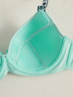 5PCS Dopamine Color Push up Bras Women Adjustable Letter Strap Basic Underwire Bra Stylish Thin Cup Lingerie